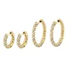 Hoop Earrings 2024 Fashion Gold Color Micro Pave White CZ Rope Chain Band 20mm 32mm Small Medium Earring