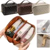 Organizer Bag Organizer Basedidea Women Cosmetic Bag Plaid Toiletries Travel Storage Bag PU Leather Portable Waterproof Organizer Makeup Bag