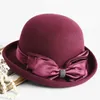 Damer vinter hink hatt mamma utomhus 100% australien ull cloche kvinnor god kvalitet elegant fedora 240102