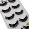 False Eyelashes Messy 5 Pairs 3D Mink Lashes Fluffy Cruelty Free Handmade återanvändbara Natural Long Full Strip Eye Cilios