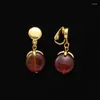 Boucles d'oreilles pendantes simples, bijoux en verre rouge, Clip d'oreille