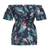 Damenbekleidung Plus Size T-Shirts für schwangere Frauen Kurzarm-Tops Stillen schulterfrei Blumen-T-Shirt Umstandsmode 240102