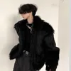 Men's Fur Faux Fur FEWQ Autumn Fur Coat Men's Winter Thickened 2023 Solid Color High Street Warm Male Jacket Darkwear Long Sleeve Male Tops 24X2057 J240103