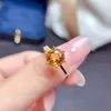 Cluster Rings Charming Yellow Citrine Ring For Women Jewelry Real 925 Silver Good Color Round Natural Stone Birthday Gift Asymmetric