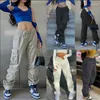 Jeans da donna Streetwear Cool Hip Hop Autunno Casual Moto Wahshed Baggy Pocket Cargo Pantaloni dritti Moda