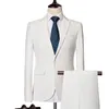 Jackets 2023 Fashion New Men Casual Boutique Slim One Button Solid Color Business Wedding Suit 3 Pcs Set Dress Blazers Jacket Pants Vest