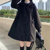 Kvinnorjackor Vinter Woolen Coat Japanese Lolita Style Sweet Kawai Bow A-Line Loose Female Elegant Fall Korean Fashion Outwear