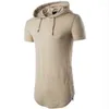 Men's T Shirts 2024 Summer Casual Solid Color Hooded T-shirt Zippered Long Round Neck Versatile Loose Large Short Sleeve Top