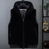 Men's Vests Men Jacket Outdoor Work Vest Cozy Winter Plush Faux Fur Hooded Waistcoat With Zipper Closure Pockets Plus For Soft