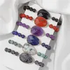 Strand pedra natural ametistas lapis lazuli contas pulseira facetada labradorite jaspers frisado pingente pulseiras para mulheres jóias masculinas