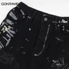 Хип-хоп Черные джинсы Y2K Мужчины Граффити с принтом Прямые широкие мешковатые свободные джинсовые брюки Уличная одежда Harajuku Модные брюки в стиле панк 240103