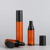 Garrafas de armazenamento 15ml 30ml 50ml fosco marrom vazio plástico garrafa cosmética viagem mini líquido bomba mal ventilada recipiente de produtos de higiene pessoal