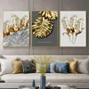 Dipinti Moderni Foglia D'oro Poster Astratta Fiore di Lusso Wall Art Tela Pittura Nordic Stampa Immagini a Parete per la Decorazione del Soggiorno X0