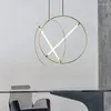 الثريات الحديثة LED Simple Hanging Lamp Gold Silver Black White Round Retherelier Est Design Decor Decor Room