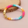 Strand BohoBliss Bracciale con perline di argilla multicolore per le donne Gioielli di moda alla moda Regali di amicizia bohémien Braccialetti Heishi elastici