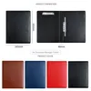 A4 Leather File Folder Business Padfolio for manwomen Document Holder Clipboard Organizer Meeting Pad Office Supply 240102