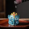 Resina pequeno elefante chá pet ornamentos de alta temperatura descoloração conjunto de chá acessórios mesa de chá e bandeja 6.5x6x7cm 240103