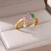 Cluster Rings Cubic Zirconia Grape For Women Stainless Steel Gold Plated Ring 2024 Trend In Luxury Couple Wedding Jewelry Anillos