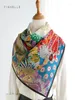 Foulards colorés foulard en soie naturelle femmes foulards de luxe véritable satin 90x90 carré gris hijab dames printemps été 9652148