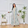 Etnische kleding Marokkaanse kaftan Abaya Ramadan Gurban moslim dames bedrukt kleurafstemming zacht en comfortabel temperatuurjurk Dubai lang