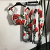 Trajes de mujer Blazers conjunto de verano moda elegante sujetador correa Top+lindo estampado de flores falda de cintura alta