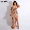 Casual Dresses CM. Women Sequined Spaghetti Strap Feather Hem High Side Slit Mermaid Trumpet Bodycon Midi Evening Sexy Party Maxi