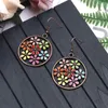 Dangle Earrings Bohemian Vintage Bronze Flower Leaves Hollow Metal Drop Hook For Women Girls Earring Jewelry Gift