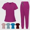 Uniforme de gommage multicolore, hauts à manches courtes, pantalons, soins infirmiers pour femmes, animalerie, médecin, ensemble de vêtements de travail pour chirurgie, 240102