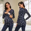 Camisa de lactancia de maternidad para mujer, Tops de manga larga con cuello en V cruzado y Floral para amamantar, Top favorecedor 240102