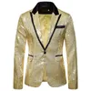 Giacca blazer decorata in oro lucido per uomo Night Club Laurea Abito da uomo Blazer Homme Costume Stage Wear per cantante 240102