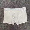 Boxer large élastique pour hommes, sous-vêtements avec impression de lettres, pochette 3D, short en coton de couleur unie