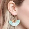 Dangle Earrings Bohemian Silk Tassel Strand Fringe Round Fan Threader Mermaid For Women Aretes De Mujer 2024