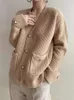 Tricots pour femmes hiver 2024 mode coréenne élégant solide rose vêtements d'extérieur bouton de perle tricoté col en V Y2k cardigans vintage pull chaud