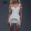 Work Dresses NEONBABIPINK Y2k Cute Two Piece Sets Womens Outfits Irregular Corset Top And Lace Mini Skirt White Sexy Club N33-DC20