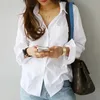 S3XL Lente Een Pocket Vrouwen Witte Blouse Vrouwelijke Shirt Tops Lange Mouw Casual Kraag OL Stijl Losse Blouses 240117