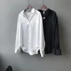 Spring Fashion Button Up Satin Faux Silk Shirt Vintage Blouse Women White Lady Long Sleeves Female Loose Street Shirts 240102