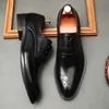 Chaussures oxford classique authentique hommes Business Robe en cuir pointu à l'on