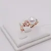 Cluster Rings 585 Russian Purple Gold Inlaid Pearl Ring Luxury Ornament Plated 18K Rose Women's Advanced Design For Women