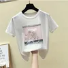 Shirts GGRIGHT Funny Diamonds Print Tshirts Women 2019 Summer Cotton Oneck Short Sleeve Tshirts White Pink Women Tees Top Harajuku T20051