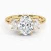 MEDBOO Fijne Sieraden 2CT Ovaal Geslepen Moissanite Diamanten Ring Drie Stenen 14K Geel Goud Massief Goud Moissanite Verlovingsring