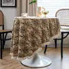 Nappe ronde en coton et Polyester avec pompon, couverture circulaire à fleurs florales, pour décoration de table de cuisine et de salle à manger