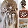 Hair Clips Chic Fork Retro Sturdy U-shaped Imitation Pearls Bun Forks Handmade Bridal Hairpin Accessories