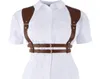 Bälten 2022 Fashion Punk Brown Leather Harness Belt Rand Bilda Sexiga kvinnor handgjorda dekorativa skjorta klänningar Vest9058031