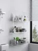 Kök lagring perforeringsfri transparent akryl hyllor badrum toalettartiklar vägg multilager hängare enkla och moderna