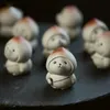 Panda Tea Pet con sombrero de melocotón, modelo de melocotón, adornos Yixing, té de arcilla púrpura, figurita de té para mascotas, artesanías, juego de té chino de la suerte 240103