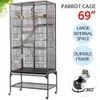 Cages Bird Cages 69" H Large Rolling Cage with Detachable Stand Black 230810