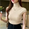 Women's Sweaters Womens Knit Tops Blouses Summer Short Sleeve Jumper Women Blusas Mujer De Moda 2024 Turtleneck Knitted Blouse Shirt