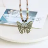 Pendentif Colliers Bohème Creux Papillon Collier Pour Femmes Perles En Céramique Réglable À La Main Tricot Bijoux Ethnique Cadeaux