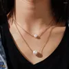 Catene Delicate collane con ciondolo di perle per le donne Semplice doppio strato Corto Moda Catena clavicola Regali di gioielli quotidiani