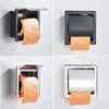 Matte Black Toilet Paper Holder Stainless Steel Wall Mounted Chrome Bathroom Roll Tissue Rack With Cover 240102